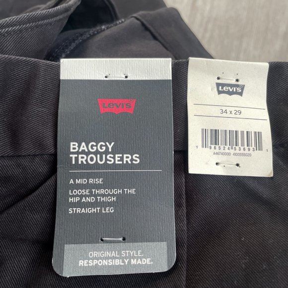 Levi’s Baggy Trouser Pant Meteorite Black Size 34 x 29 NEW NWT - Picture 11 of 13